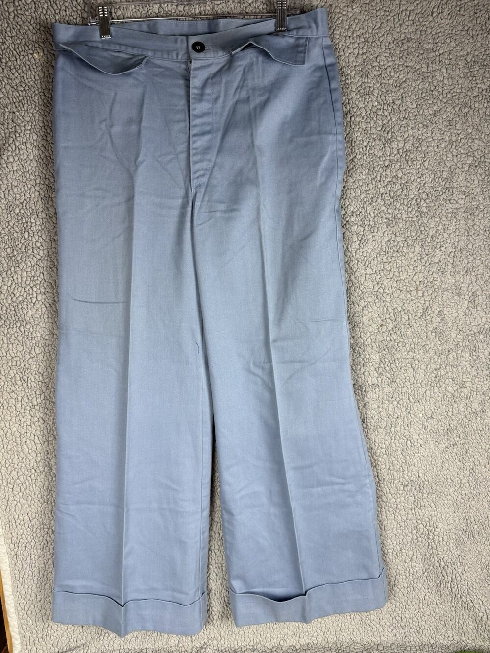Vintage H.I.S Blue Wide Leg Regular Fit Pants Classic Retro Style Flare 70s